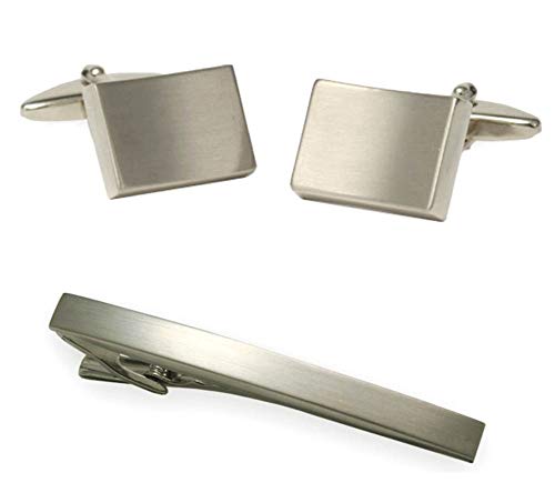 magdalena r. Manschettenknöpfe + Krawattennadel Set silber matt gebürstet inkl. Geschenkboxen von magdalena r.