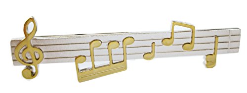 magdalena r. Musikzeile Musiknoten Notenschlüssel Krawattennadel Klammer 6,4 cm Bicolor inkl. Geschenkbox - schönes Musikeraccessoire für die Seidenkrawatte von magdalena r.