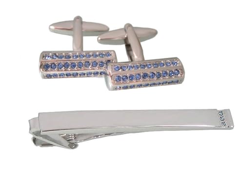 magdalena r. Set Manschettenknöpfe Krawattennadel silbern glänzend mit hellblauen Kristallsteinen + Geschenkboxen magdalena r. Set Manschettenknöpfe Krawattennadel silbern glänzend mit hellblauen Kristallsteinen + Geschenkboxen von magdalena r.