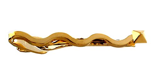 extravagante Krawattenklammer gewellt vergoldet glänzend 6,7 cm m.i. Germany + Geschenkhülle SALE von magdalena r.