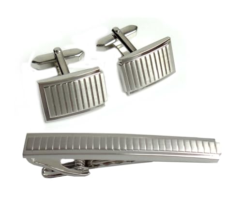silbernes Set Manschettenknöpfe plus kurzer Krawattenklammer ca. 5,8 cm matt-glänzend + Geschenkboxen silbernes Set Manschettenknöpfe plus kurzer Krawattenklammer ca. 5,8 cm matt-glänzend + Geschenkboxen von magdalena r.