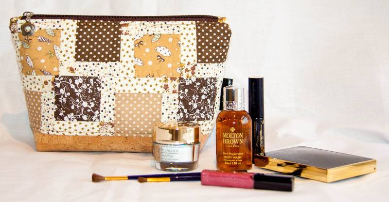 Große Handgemachte Natürliche Kork & Patchwork Make-Up/Zubehör Reise Gadget Tasche von magicflyingboots