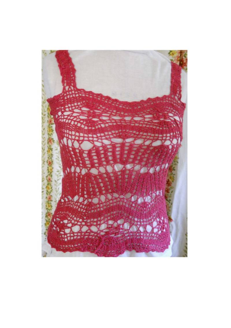 Gehäkelte Crop Top Neckholder Bluse Pullover Frauen Häkeln Kleidung Muttertag Bereit Zu Tragen Weiß Magenta Ärmelloses von magicpaws