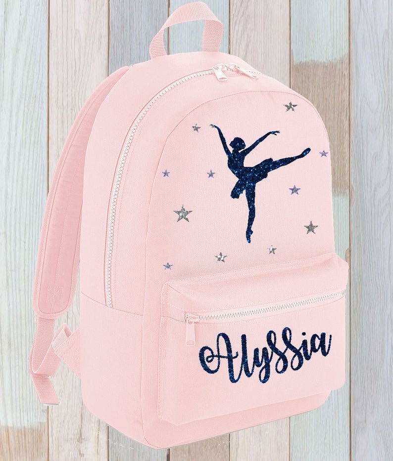 Rosa Ballett Tasche Rucksack Personalisierte Ballerina Reisetasche Geschenk Tanzkleidung Tänzerin Tanz Trikot Ballettschuhe Getränke Flasche Tippen von magicprintingcompany