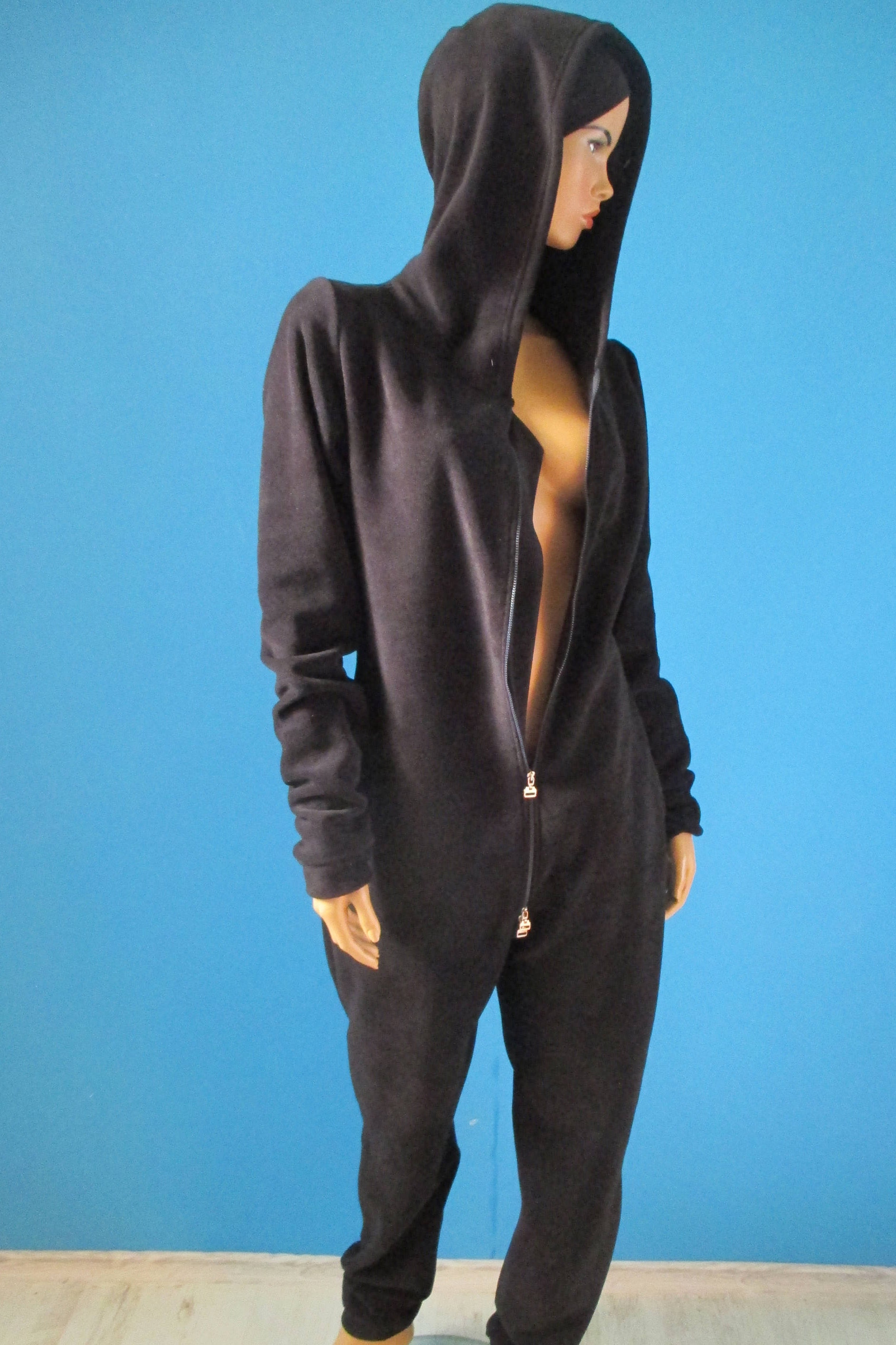 Fleece-Body Mit Kapuze Doppelter Polar-Fleece-Jumpsuit Reißverschluss von magneti