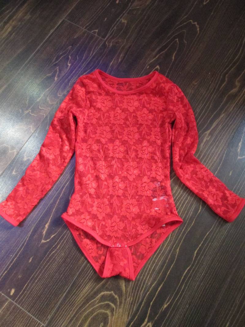 Roter Spitzen Body Baby Kleinkind Langarm Snapsuit von magneti