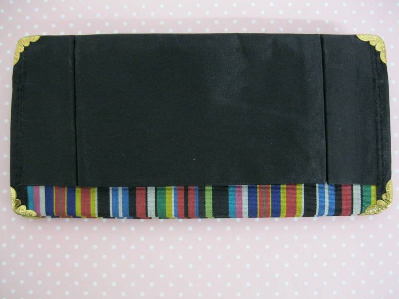 Vintage Geldbörse Schwarz Bunte Streifen Multi Pocket Slim Vintage Geldbörse Schwarz Bunte Streifen Multi Pocket Slim von magnoliavintage