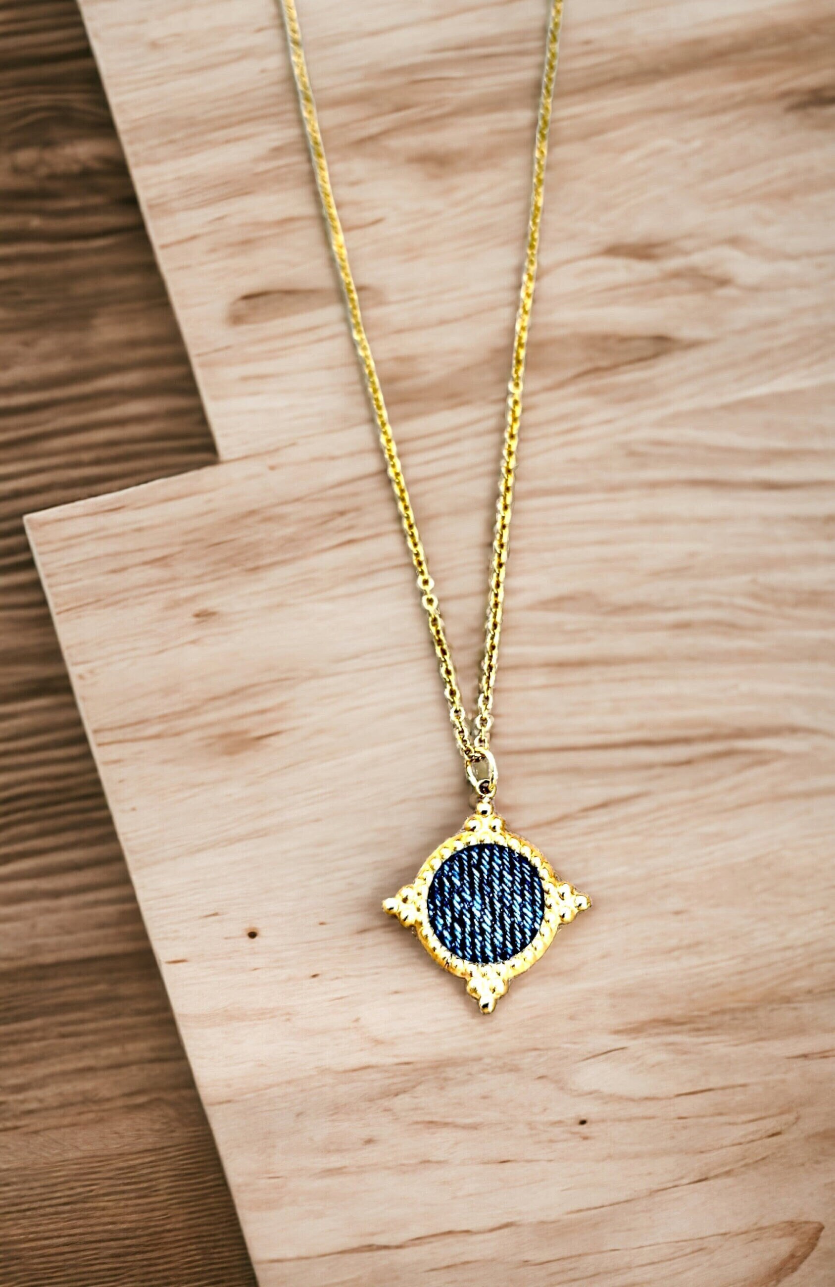 Denim Halskette - Edelstahl Gold Spitz Kreis Anhänger Dünne Kette Halsband Denim Halskette - Edelstahl Gold Spitz Kreis Anhänger Dünne Kette Halsband von maidendenim