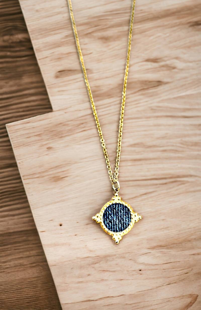 Denim Halskette - Edelstahl Gold Spitz Kreis Anhänger Dünne Kette Halsband Denim Halskette - Edelstahl Gold Spitz Kreis Anhänger Dünne Kette Halsband von maidendenim