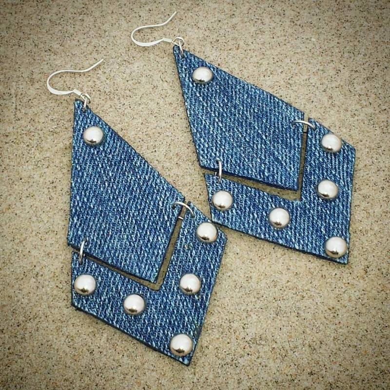 Denim Ohrringe - Gebrochener Pfeil Jeans Ohrringe Denim Ohrringe - Gebrochener Pfeil Jeans Ohrringe von maidendenim