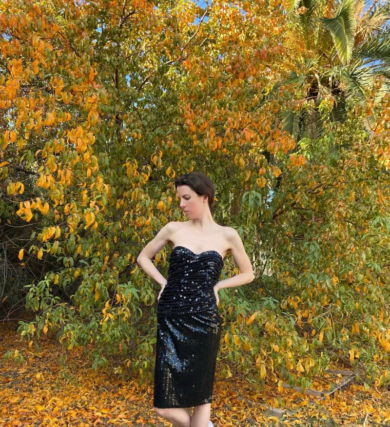 80Er Jahre Oleg Cassini Sweetheart Paillettenkleid Xsmall von maidermood