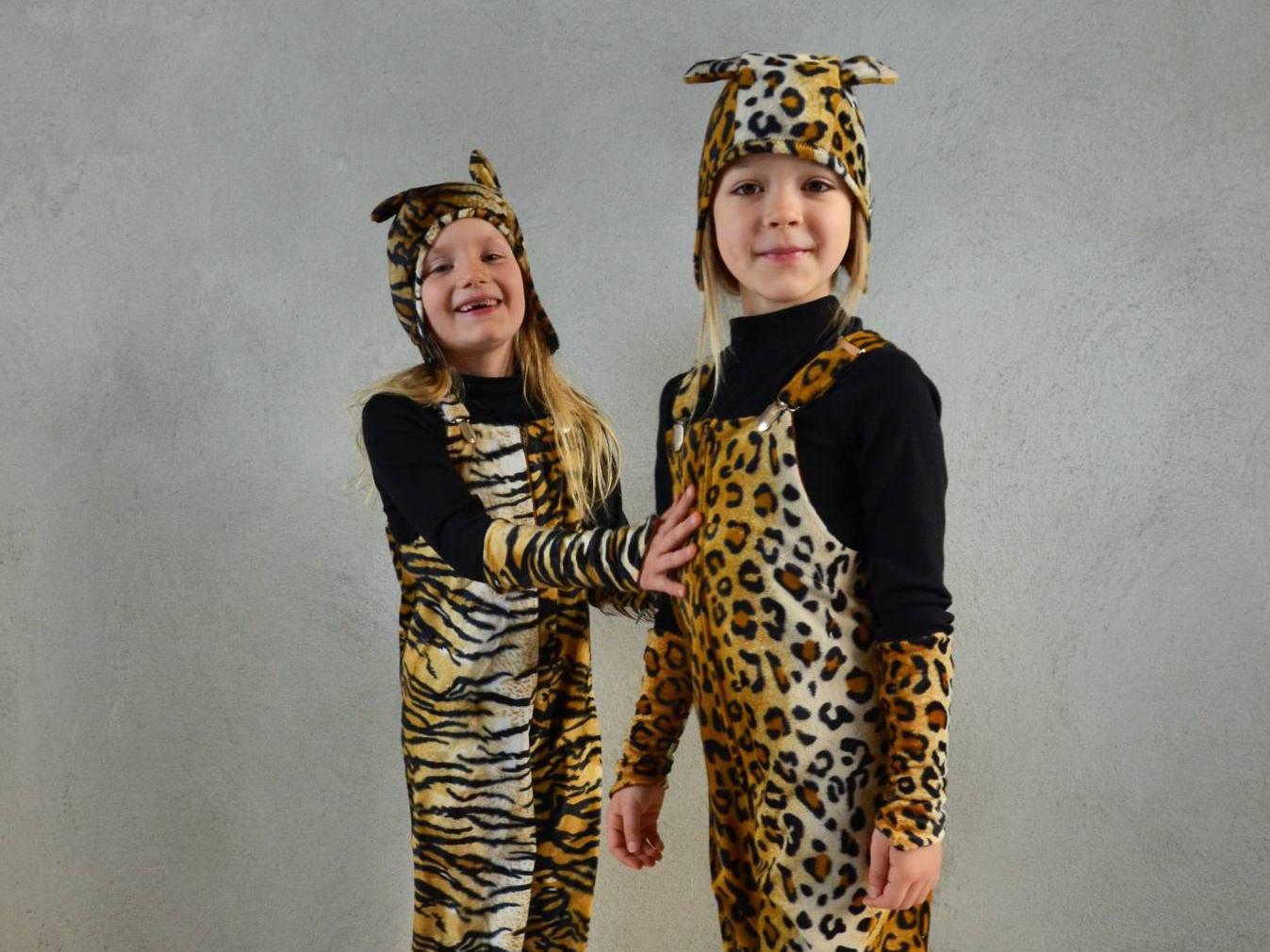 Tiger/Leopard Kostüm Set, Hose + Mütze Stulpen, Leopardenkostüm, Tigerkostüm, Raubtierhose, Halloweenkostüm, Kinderkostüm, Kinderhose von maiiberlin