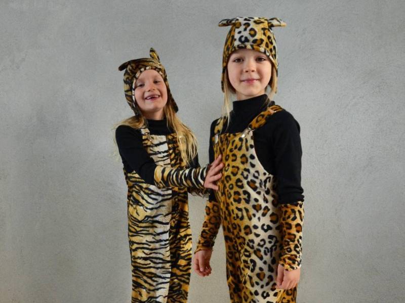 Tiger/Leopard Kostüm Set, Hose + Mütze Stulpen, Leopardenkostüm, Tigerkostüm, Raubtierhose, Halloweenkostüm, Kinderkostüm, Kinderhose von maiiberlin