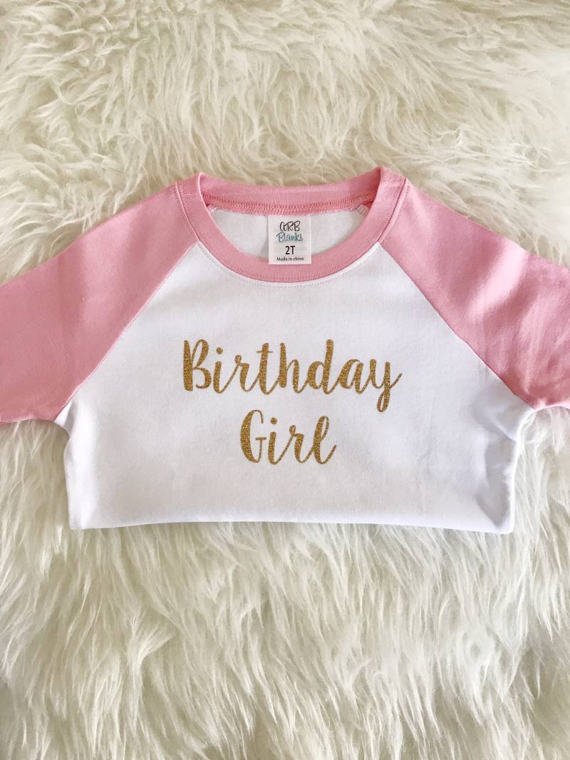 Geburtstagsshirt Mädchen Geburtstagsgeschenk Rosa Und Gold Geburtstag Raglan Erster Zweiter von mailiadesigns