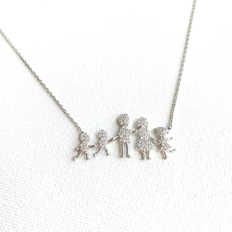 sterlingsilber-Familien-Halskette Zirkonia-Anhänger, Verstellbare Kette von maimaiandco