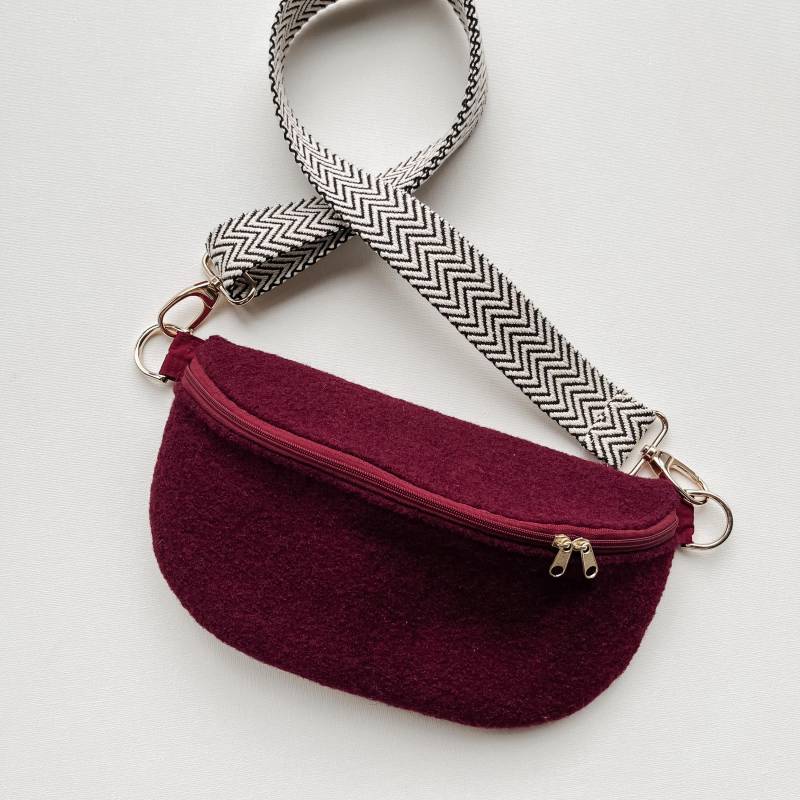 Bouclé Bauchtasche Bordeaux, Walkloden | Gürteltasche Hipbag von maimoiselle