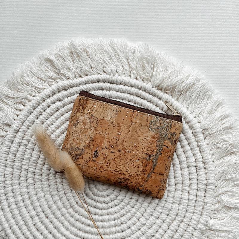 Mini Portemonnaie Kork, Braun Gold | Geldbörse Etui von maimoiselle