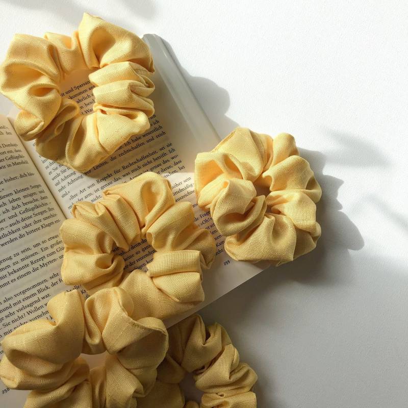 Scrunchie Aus Leinen, Gelb | Haargummi Für Damen Zopfgummi Mädchen Handmade von maimoiselle