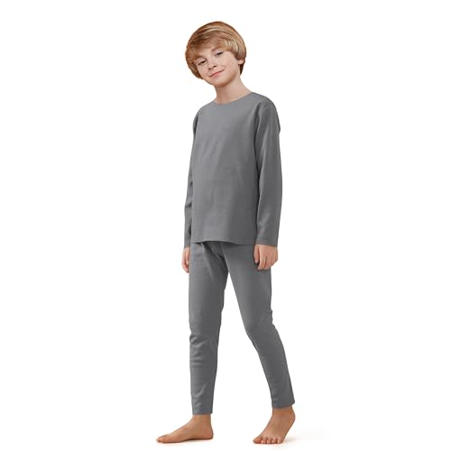 Maisite Thermounterwäsche Kinder Set - unisex nahtlose Funktionsunterwäsche mit langärmligem Oberteil & Unterhose (grau, 140cm) von maisite