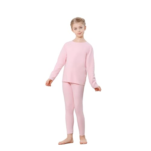 Maisite Thermounterwäsche Kinder Set - unisex nahtlose Funktionsunterwäsche mit langärmligem Oberteil & Unterhose (pink, 150cm) von maisite