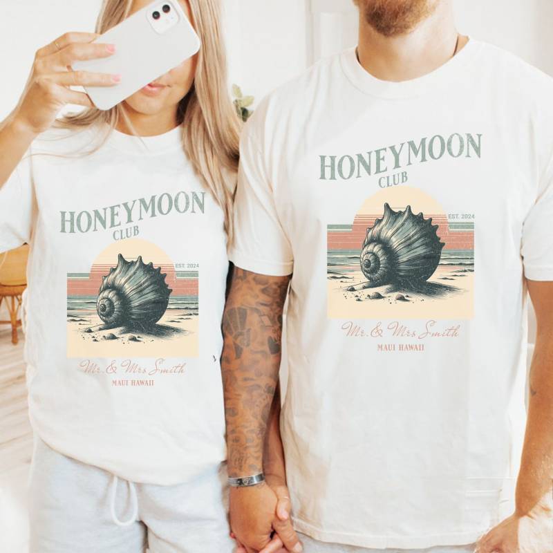 Benutzerdefinierte Flitterwochen Social Club Tshirt, Mr Und Mrs Shirts, Just Married Passendes Paar T-Shirt, Geschenk Für von maitleshop