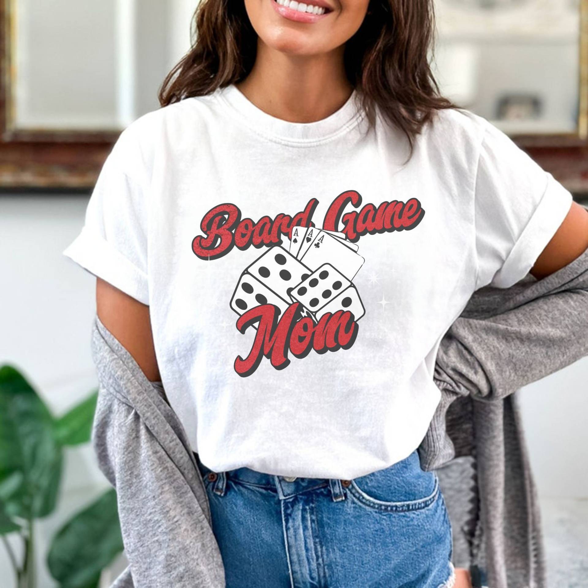 Geschenk Für Brettspiel Mutter, Mutter Shirt, Retro Grafik Würfel T-Shirt, Trendy Brettspiele Liebhaber von maitleshop