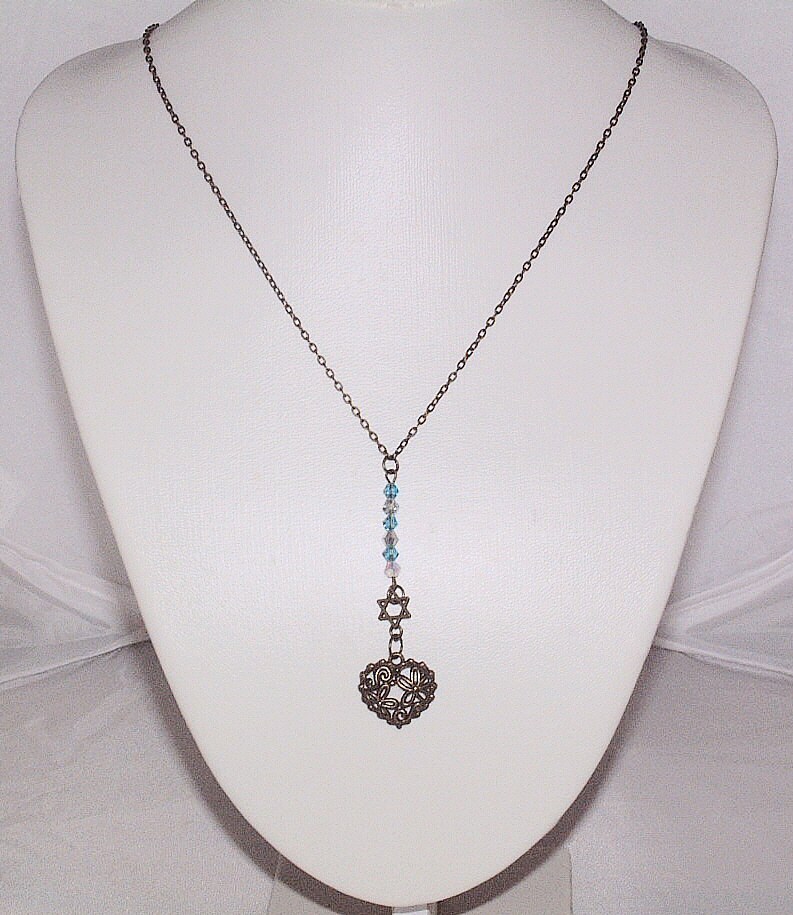 Davidstern Herz Anhänger Halskette Davidstern Herz Anhänger Halskette von majesticstarosegems