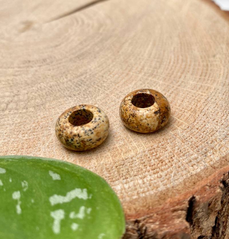 2 Edelstein Dreadperlen "Bilderjaspis" Dreadbead/Dreadlock Rasta Großlochperle von majotaDreadschmuck