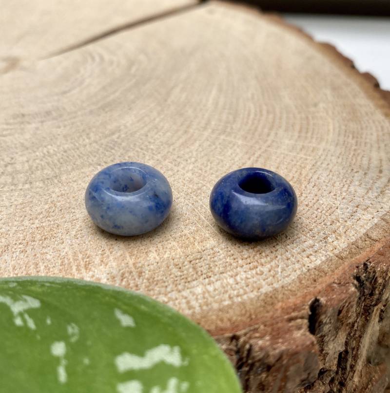 2 Edelstein Dreadperlen "Blauer Aventurin" Dreadbead/Dreadlock Rasta Großlochperle von majotaDreadschmuck