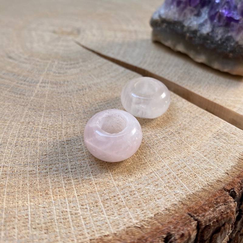 2 Edelstein Dreadperlen "Rosenquarz" von majotaDreadschmuck