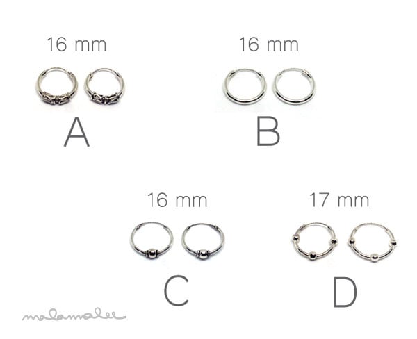 sterling Silber Creolen, Boho Ohrringe, Bali Kleine Winzige von malamalee