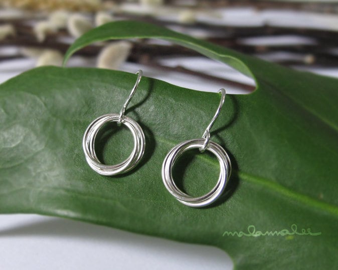 sterling Silber Haken Ohrringe, Ohrhänger Ohrringe Mit Dreifaltigkeit Creolen, Tropfen sterling Silber Haken Ohrringe, Ohrhänger Ohrringe Mit Dreifaltigkeit Creolen, Tropfen von malamalee