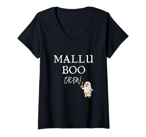 Damen Mallu Malayali Halloween-Geist T-Shirt mit V-Ausschnitt Damen Mallu Malayali Halloween-Geist T-Shirt mit V-Ausschnitt von malayali mallu funny halloween ghost