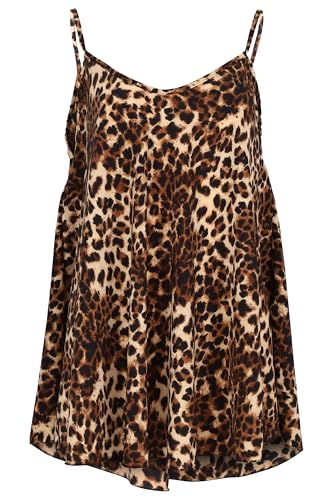 Damen Spaghettiträger Shirt Animal Print - weit geschnittes ärmelloses Top - weich & figurumspielend - Oversize Tanktop Blusenshirt 2312 - (Leo 3) von malito more than fashion