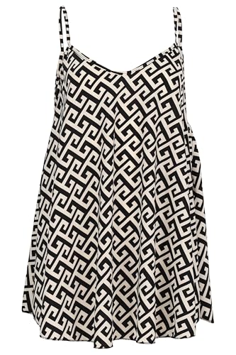 Damen Spaghettiträger Shirt Animal Print - weit geschnittes ärmelloses Top - weich & figurumspielend - Oversize Tanktop Blusenshirt 2312 - (Retro Weiß) von malito more than fashion