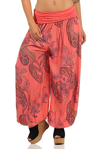 Malito Damen Aladinhose mit Print | Haremshose zum Tanzen | Pumphose zum Chillen - Freizeithose - Pluderhose 7185 (Coral) von malito more than fashion