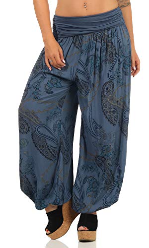 Malito Damen Aladinhose mit Print | Haremshose zum Tanzen | Pumphose zum Chillen - Freizeithose - Pluderhose 7185 (Jeansblau) von malito more than fashion