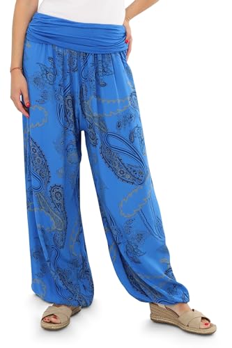 Malito - Damen Aladinhose mit Print - Haremshose zum Tanzen - Pumphose zum Chillen - Freizeithose - Pluderhose 7185 (blau) von malito more than fashion