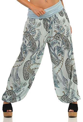 Malito Damen Aladinhose mit Print | Haremshose zum Tanzen | Pumphose zum Chillen - Freizeithose - Pluderhose 7185 (hellblau) von malito more than fashion