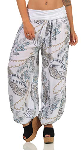 Malito Damen Aladinhose mit Print | Haremshose zum Tanzen | Pumphose zum Chillen - Freizeithose - Pluderhose 7185 (weiß) von malito more than fashion