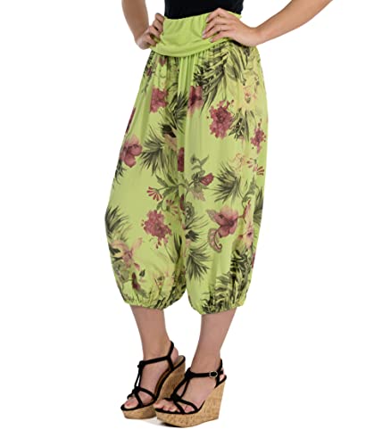 Malito Damen Aladinhose mit floralem Muster, Haremshose zum Tanzen, Pumphose zum Chillen - Freizeithose - Pluderhose 8938 (hellgrün) von malito more than fashion