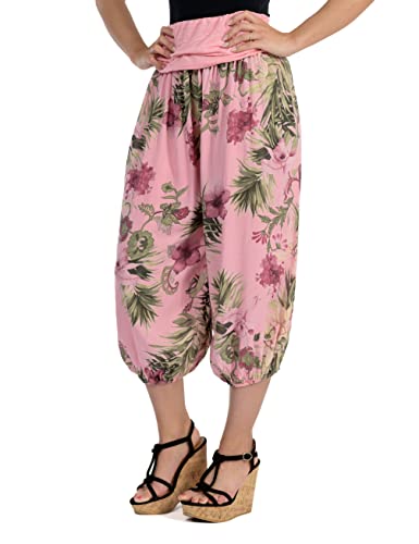 Malito Damen Aladinhose mit floralem Muster, Haremshose zum Tanzen, Pumphose zum Chillen - Freizeithose - Pluderhose 8938 (rosa) von malito more than fashion