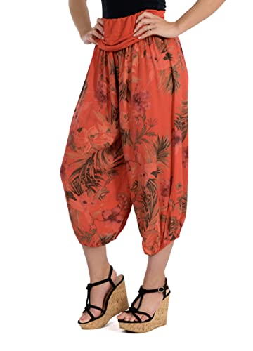 Malito Damen Aladinhose mit floralem Muster, Haremshose zum Tanzen, Pumphose zum Chillen - Freizeithose - Pluderhose 8938 (rot) von malito more than fashion