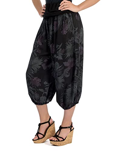 Malito Damen Aladinhose mit floralem Muster, Haremshose zum Tanzen, Pumphose zum Chillen - Freizeithose - Pluderhose 8938 (schwarz) von malito more than fashion