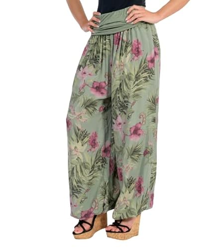 Malito - Damen Haremshose floraler Blumen Print - atmungsaktive Pumphose - dünne Freizeit Strandhose - hautfreundliche Aladinhose 8939 (Oliv) von malito more than fashion