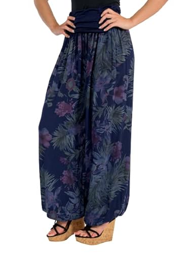 Malito Damen Aladinhose mit floralem Muster, Haremshose zum Tanzen, Pumphose zum Chillen - Freizeithose - Pluderhose 8939 (dunkelblau) von malito more than fashion