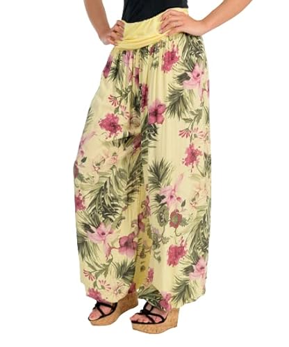 Malito Damen Aladinhose mit floralem Muster, Haremshose zum Tanzen, Pumphose zum Chillen - Freizeithose - Pluderhose 8939 (hellgelb) von malito more than fashion