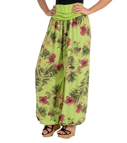 Malito Damen Aladinhose mit floralem Muster, Haremshose zum Tanzen, Pumphose zum Chillen - Freizeithose - Pluderhose 8939 (hellgrün) von malito more than fashion