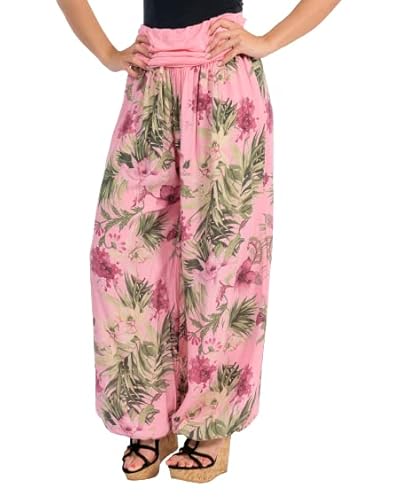 Malito - Damen Haremshose floraler Blumen Print - atmungsaktive Pumphose - dünne Freizeit Strandhose - hautfreundliche Aladinhose 8939 (rosa) von malito more than fashion