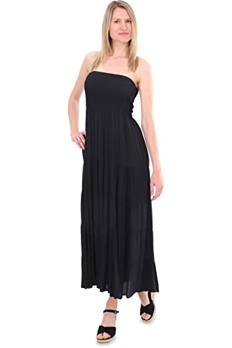 Malito - Damen Bandeaukleid - trägerloses Kleid für Strand & Alltag - Sommerkleid mit gesmoktem Oberteil - luftig lockeres Strandkleid 4635 (Größe: 34-42 schwarz) von malito more than fashion